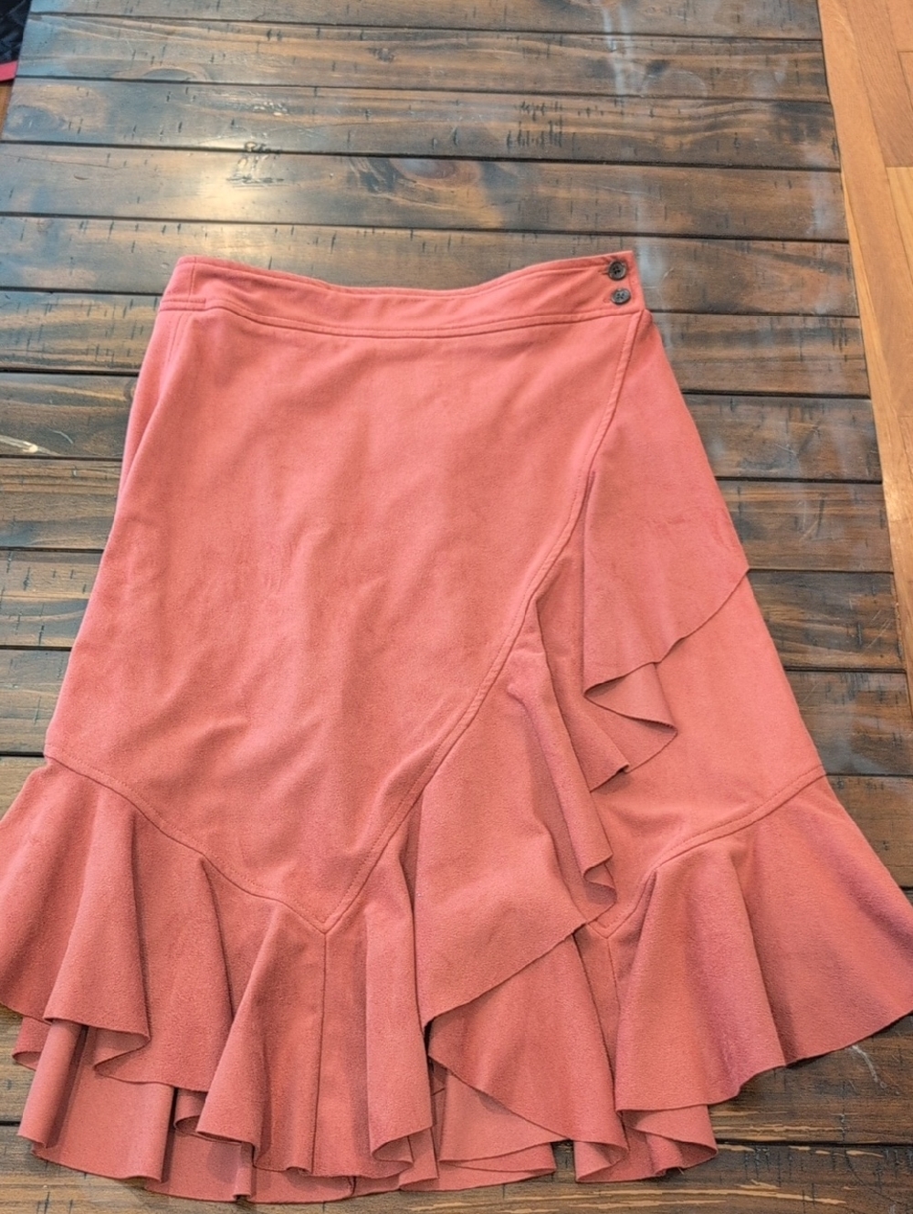 Maeve Marston Ruffle Wrap Skirt Faux Suede Anthropologie - Picture 3 of 10
